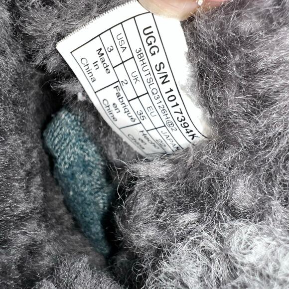 UGG SHORT BAILEY BOW GREY GRAY SUEDE SHEEPSKIN FUR BOOTS SIZE US 3 YOUTH - Picture 5 of 9